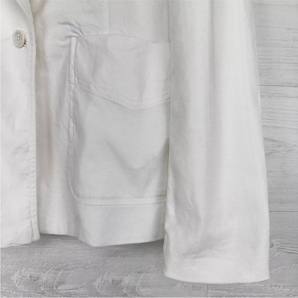 Anthropologie White Collared Linen Elvire Blazer Jacket - Picture 5 of 12